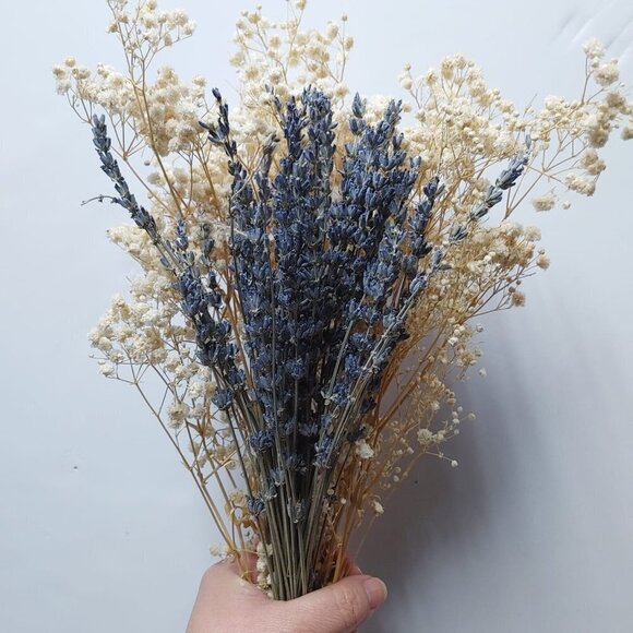 60g Dried Lavender & Baby Breath Bundles 100% Natural Bouquet Home Decor Wedding - Picture 4 of 13